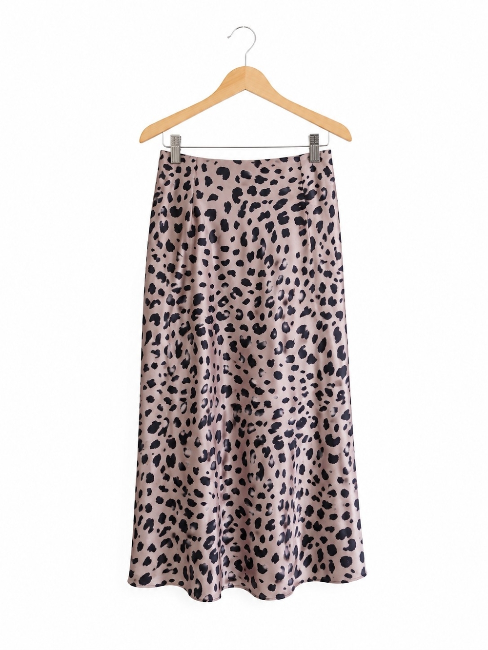 Leopard Print Midi Skirt - Blush Pink